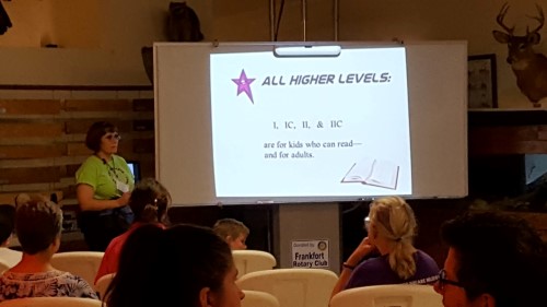 Lisa starting to present to the Sky Trekker group.
