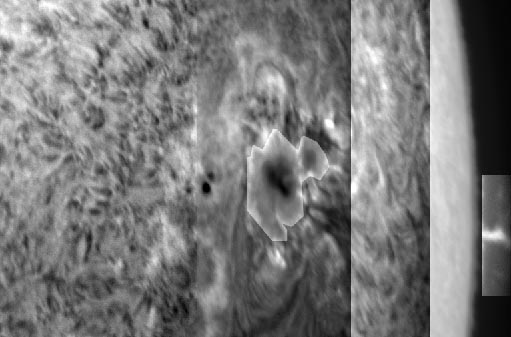 Varying brightness detailed image of a sunspot